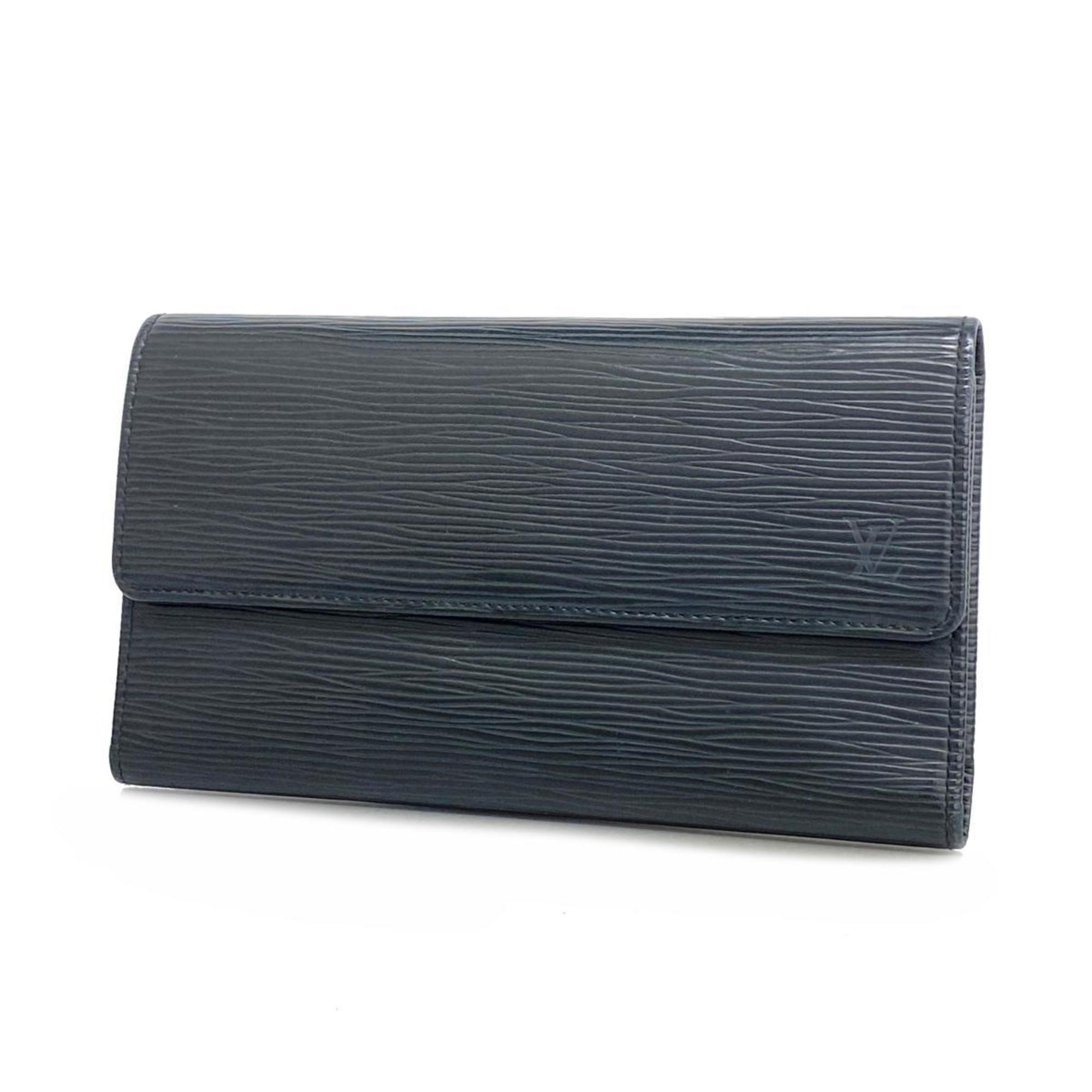 Louis Vuitton Tri-fold Long Wallet Epi Porte Tresor International M63382 Noir Ladies