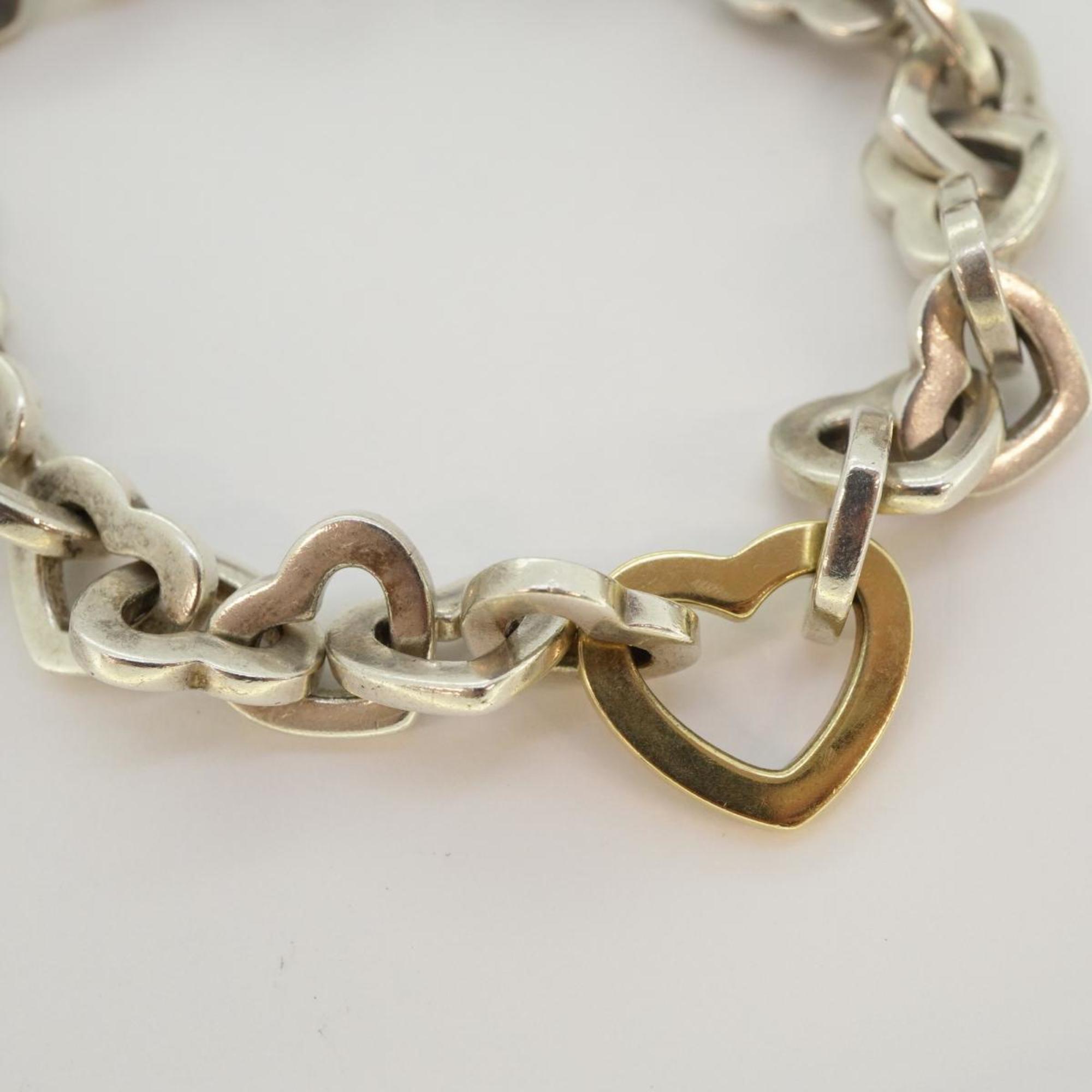 Tiffany Bracelet Heart Link K18YG Yellow Gold 925 Silver Women's