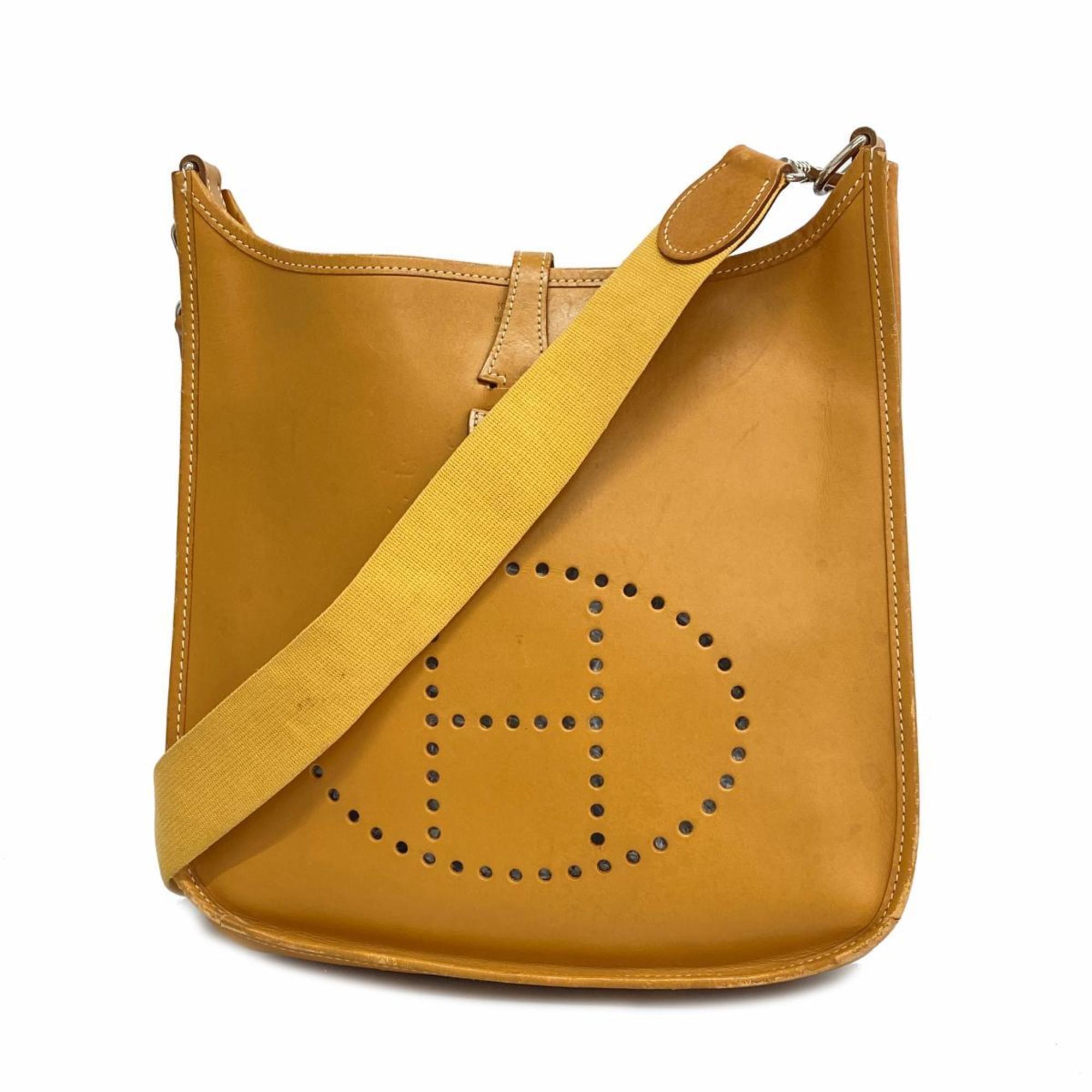 Hermes Shoulder Bag Evelyn 1PM □D Engraved Vache Natural Women's