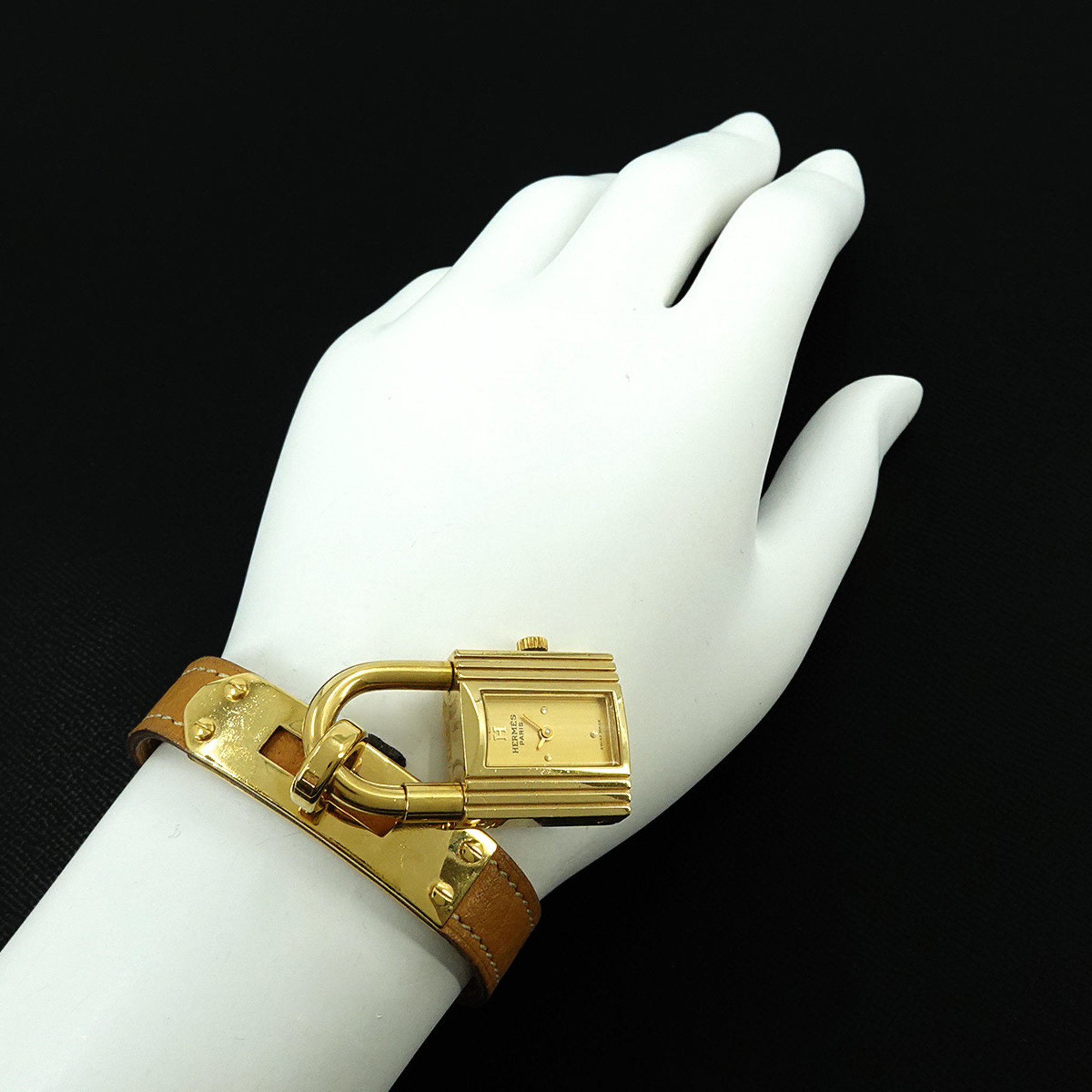 Hermes Kelly Watch Ladies' Gold Quartz Padlock