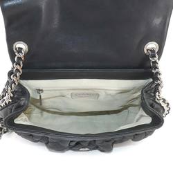 CHANEL Chain Around Shoulder Bag Leather Black 9889 Matelasse Silver Hardware