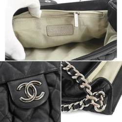 CHANEL Chain Around Shoulder Bag Leather Black 9889 Matelasse Silver Hardware