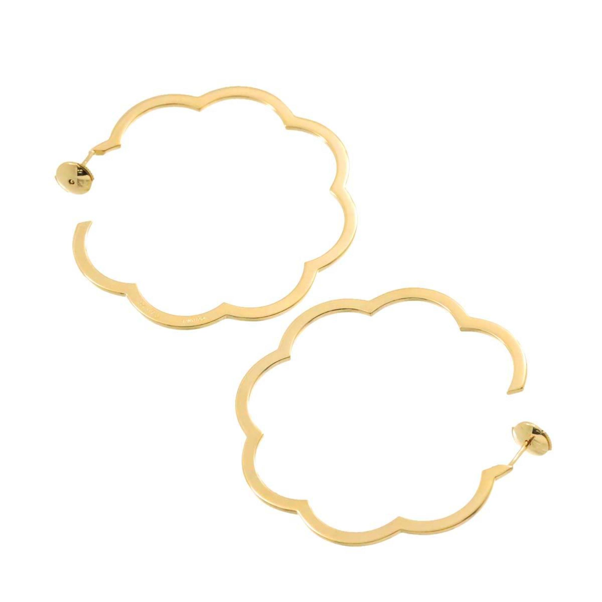 CHANEL Camellia Earrings K18 YG Yellow Gold 750 Pierced