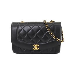 CHANEL Diana Matelasse 22 Chain Shoulder Bag Leather Black A01164