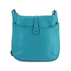 Hermes Evelyne 3 GM Amazon Shoulder Bag Taurillon Clemence Turquoise □R Stamp Silver Hardware