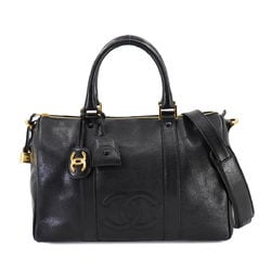 CHANEL 2way Boston Shoulder Bag Caviar Skin Black Coco Mark Gold Metal Fittings Matelasse