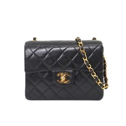 CHANEL Matelasse Chain Shoulder Bag Leather Black A01115 Gold Metal Fittings Mini