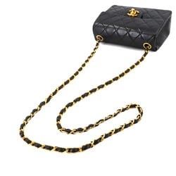 CHANEL Matelasse Chain Shoulder Bag Leather Black A01115 Gold Metal Fittings Mini