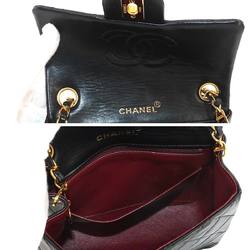 CHANEL Matelasse Chain Shoulder Bag Leather Black A01115 Gold Metal Fittings Mini