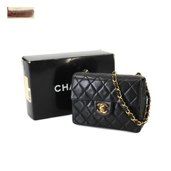 CHANEL Matelasse Chain Shoulder Bag Leather Black A01115 Gold Metal Fittings Mini