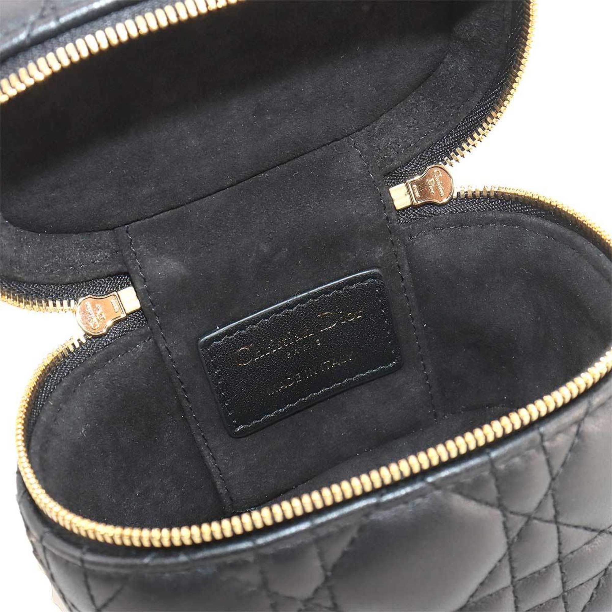 Christian Dior Lady Micro Vanity 2way Hand Shoulder Bag Leather Black Case