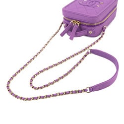 CHANEL CC Filigree Vanity Shoulder Bag Caviar Skin Purple AS0988