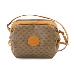 GUCCI Micro GG Shoulder Bag PVC Leather Beige Gold Hardware