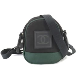 CHANEL Sports Line Shoulder Bag Canvas Black Green A23300 Silver Hardware