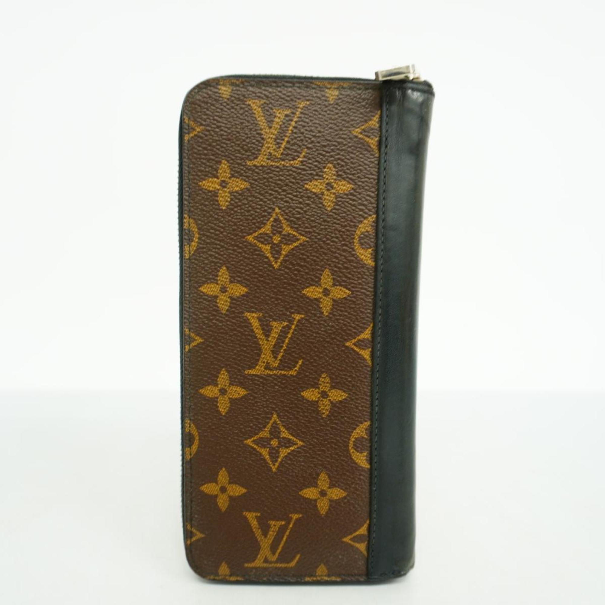 Louis Vuitton Long Wallet Monogram Macassar Zippy Vertical M60109 Brown Noir Men's