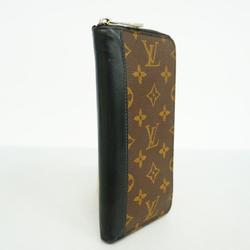 Louis Vuitton Long Wallet Monogram Macassar Zippy Vertical M60109 Brown Noir Men's