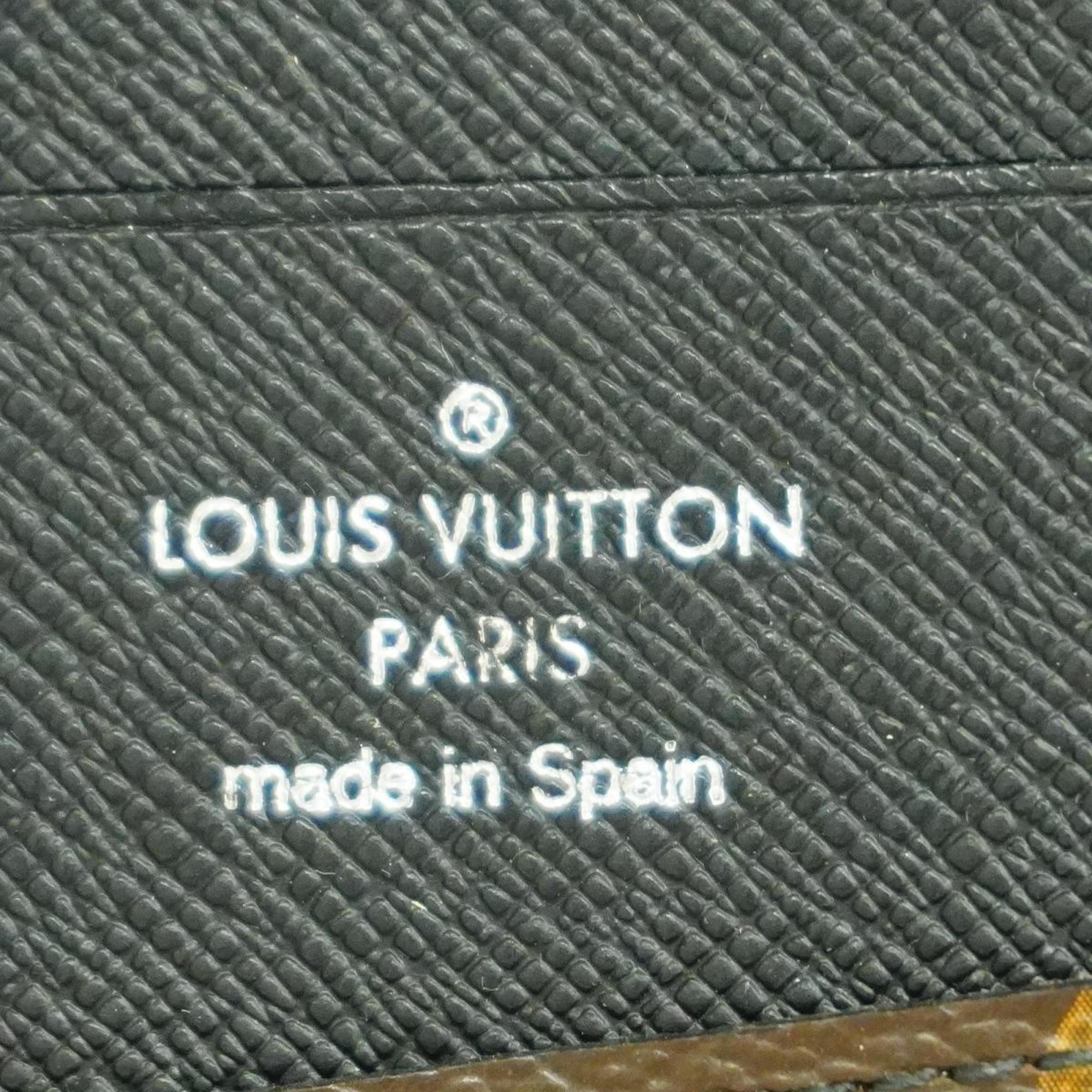 Louis Vuitton Long Wallet Monogram Macassar Zippy Vertical M60109 Brown Noir Men's