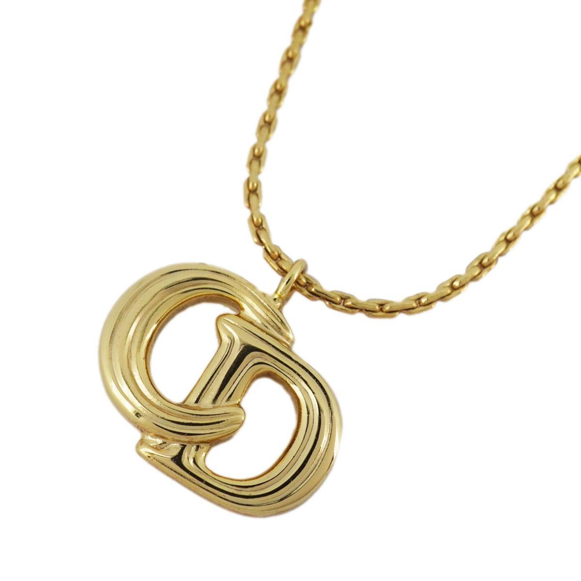 Christian Dior Necklace CD GP Plated Gold Women's