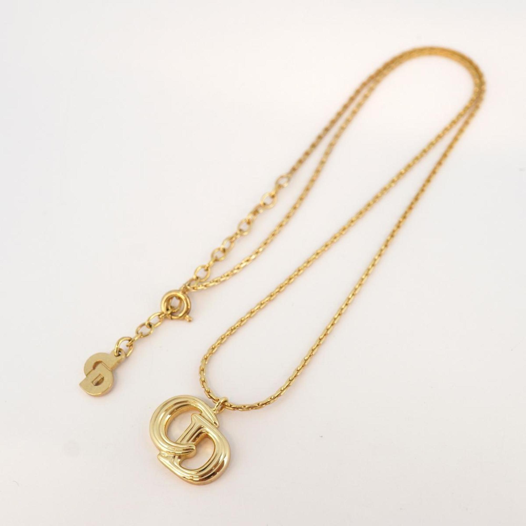 Christian Dior Necklace CD GP Plated Gold Women's