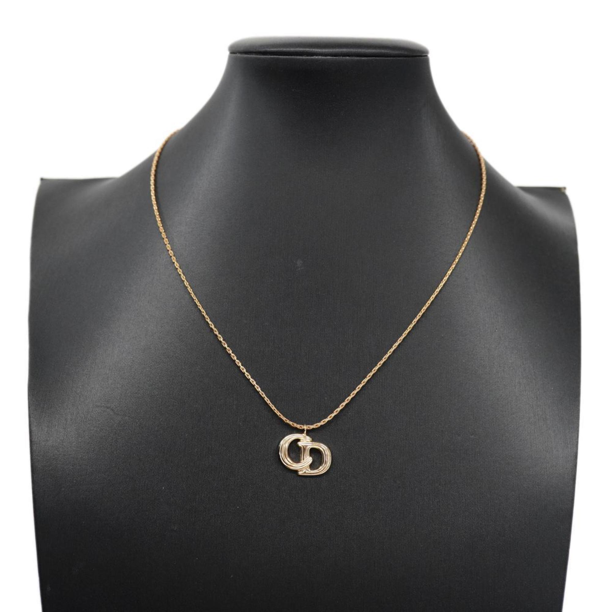 Christian Dior Necklace CD GP Plated Gold Women's