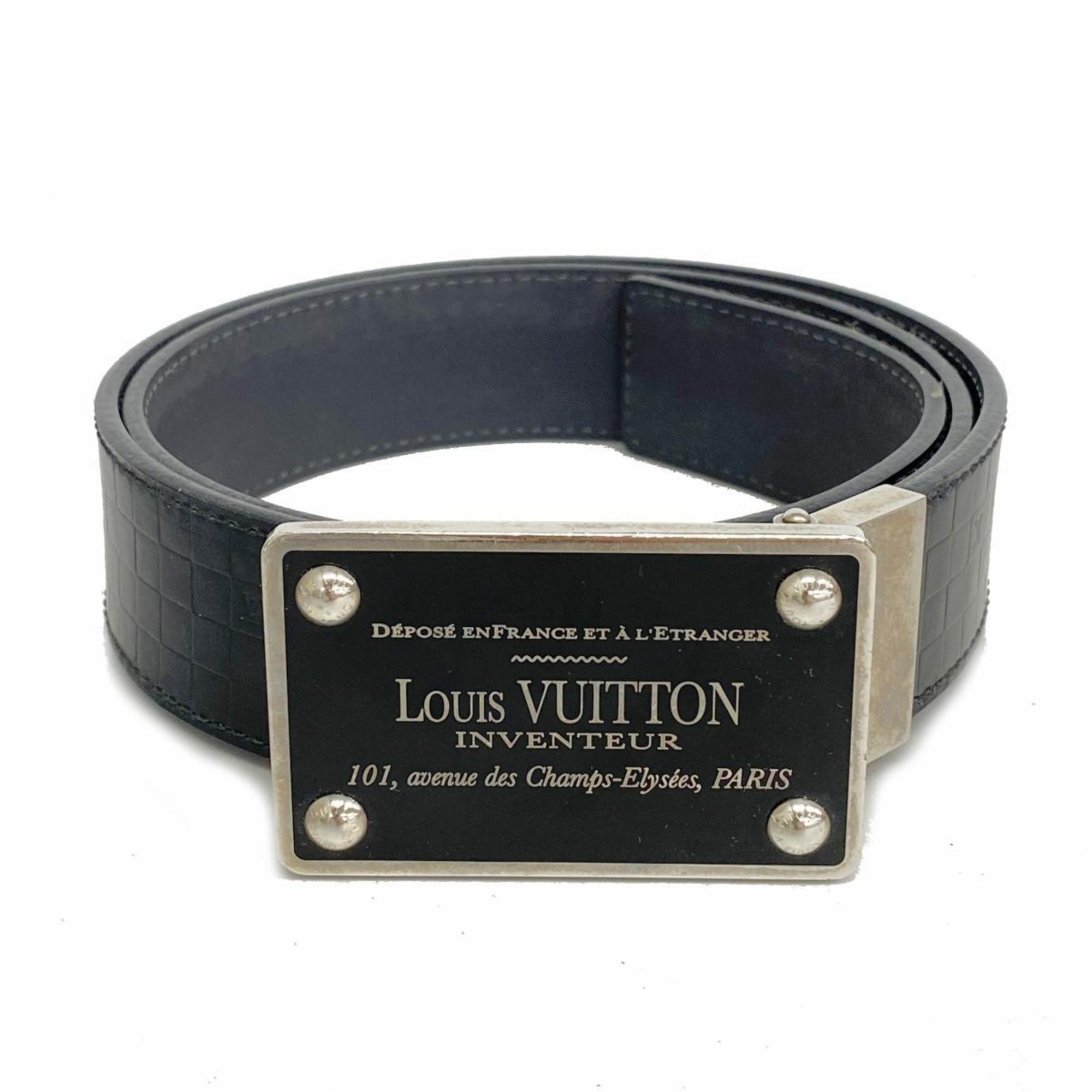 Louis Vuitton Belt Santur Inventeur M6820 Black Men's