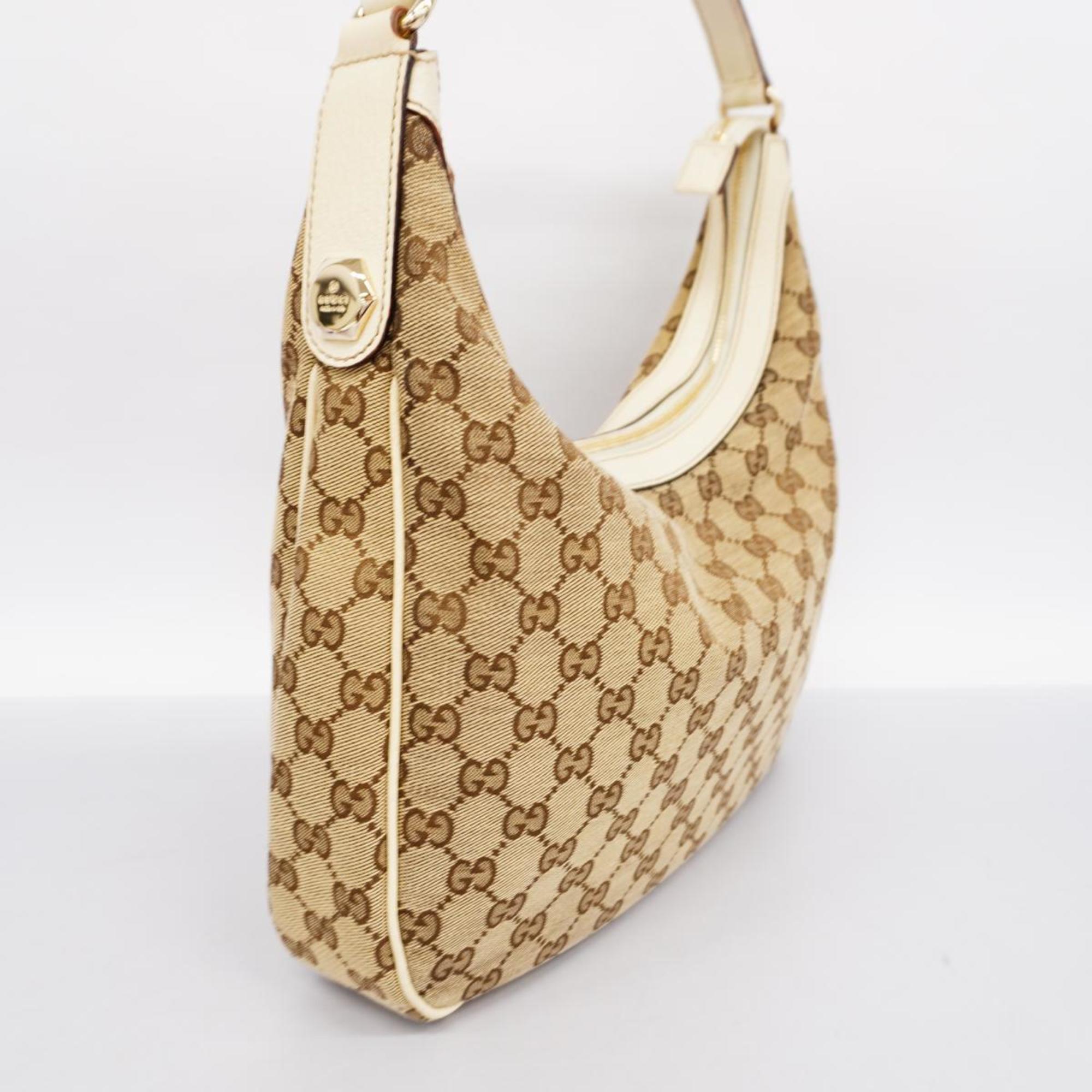 Gucci Shoulder Bag GG Canvas 153010 Brown Beige Champagne Women's