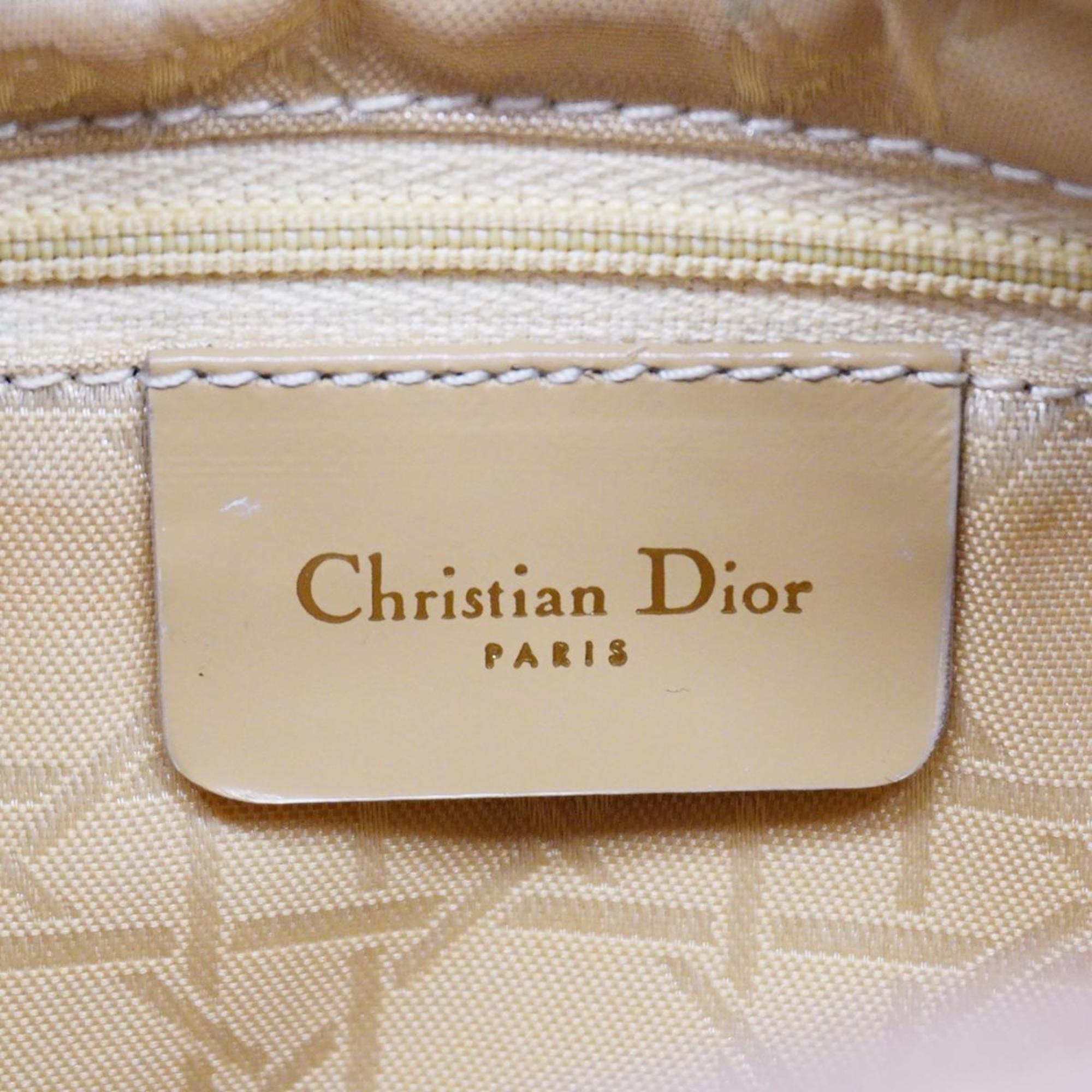 Christian Dior Handbag Cannage Lady Nylon Brown Women's