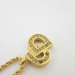 Christian Dior Necklace CD Rhinestone GP Plated Gold Women's