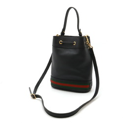 GUCCI Ophidia Small Bucket Bag Web Line Handbag Shoulder Leather Black 610846