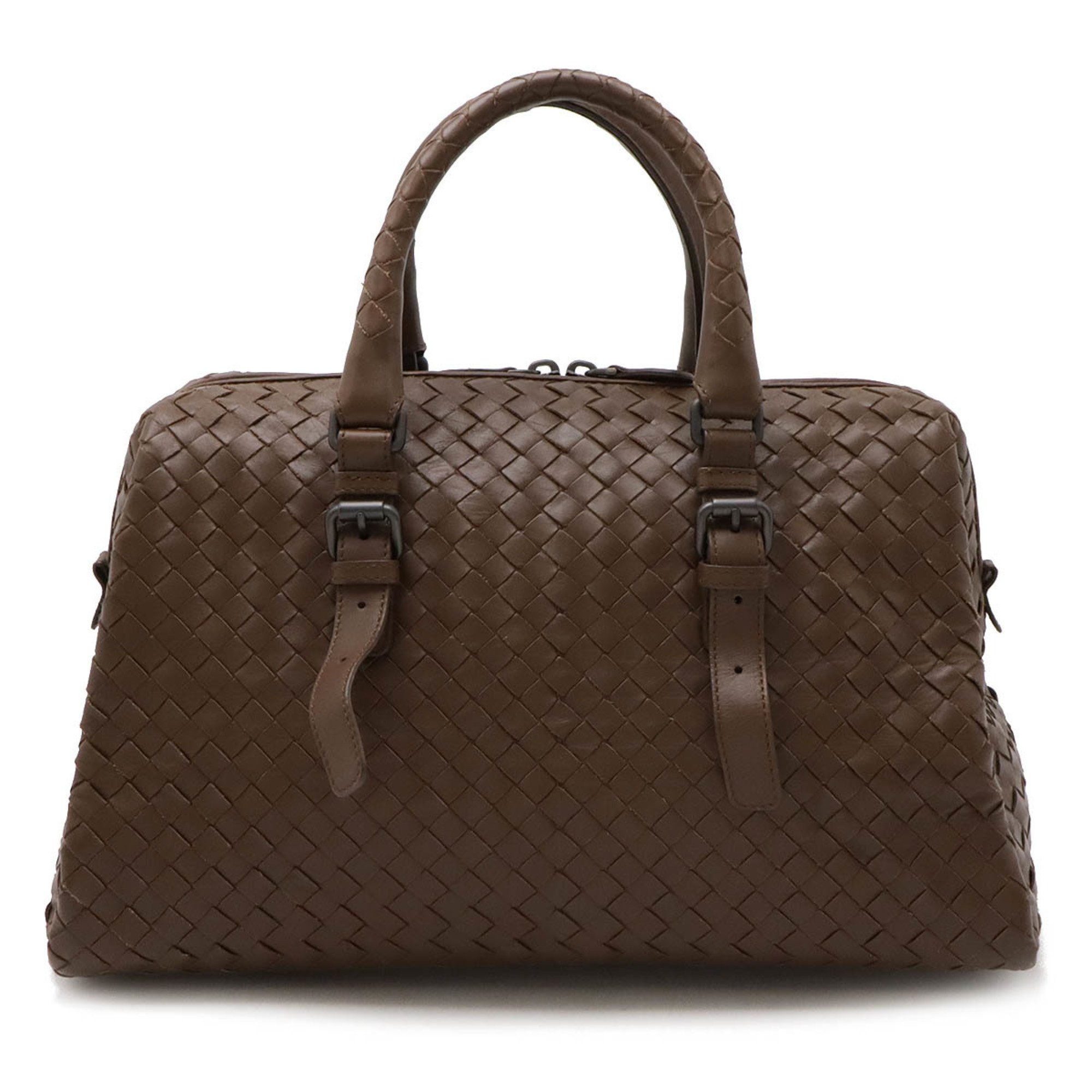 BOTTEGA VENETA Bottega Veneta Intrecciato Handbag Boston Leather Dark Brown 283363