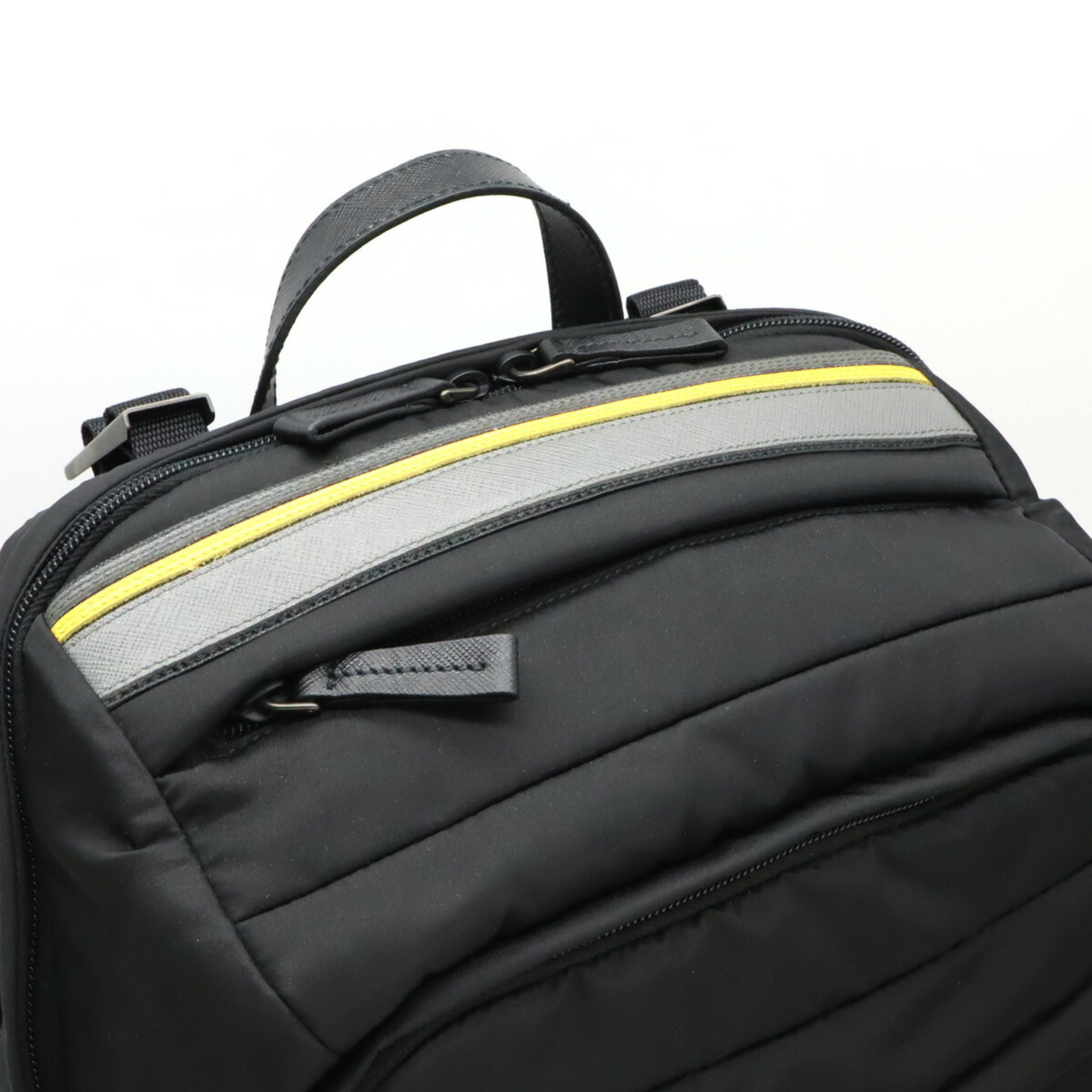 PRADA Prada Rucksack Backpack Daypack Nylon Leather NERO Black Yellow 2VZ022