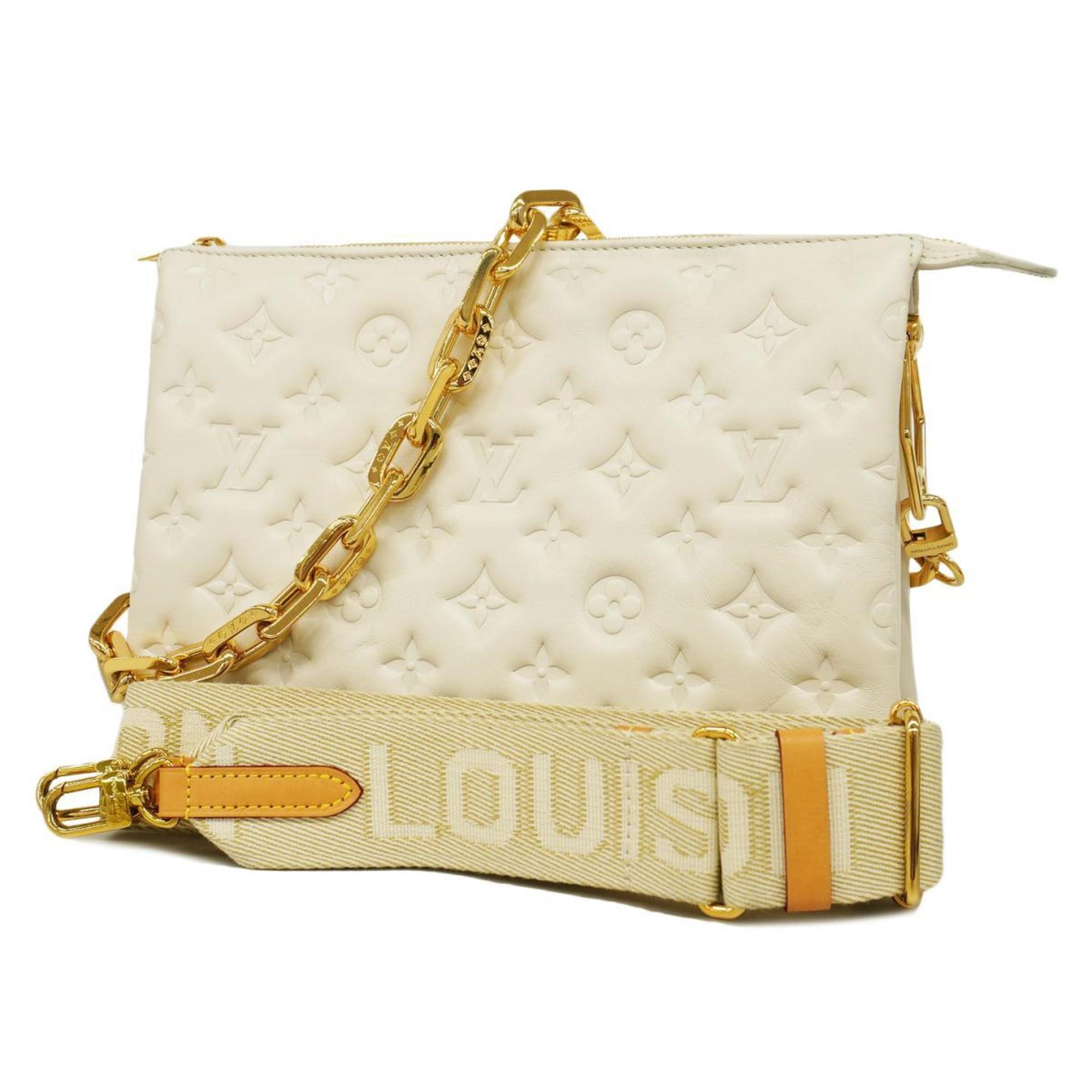 Louis Vuitton Shoulder Bag Monogram Embossed Coussin PM M21262 Creme Ladies