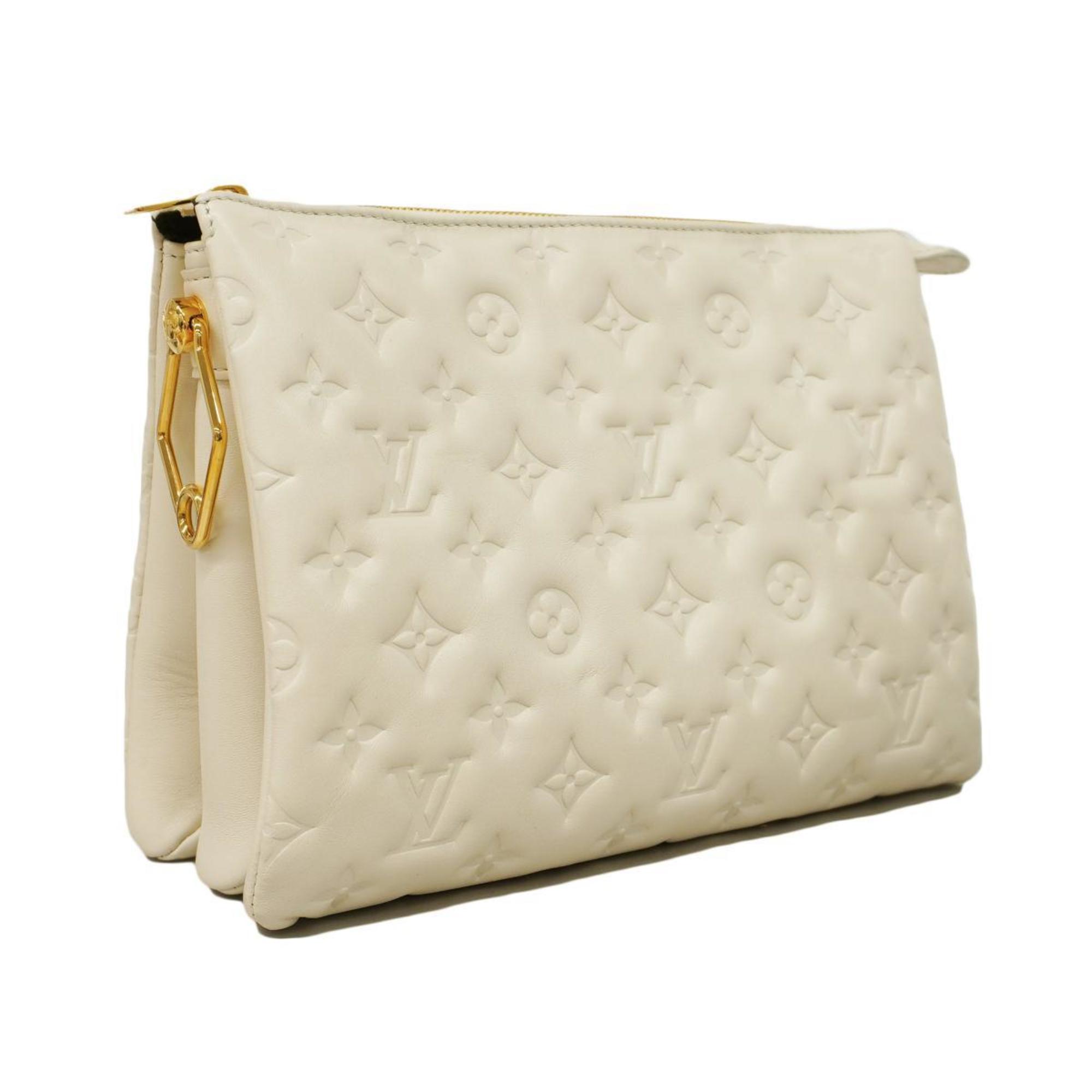 Louis Vuitton Shoulder Bag Monogram Embossed Coussin PM M21262 Creme Ladies