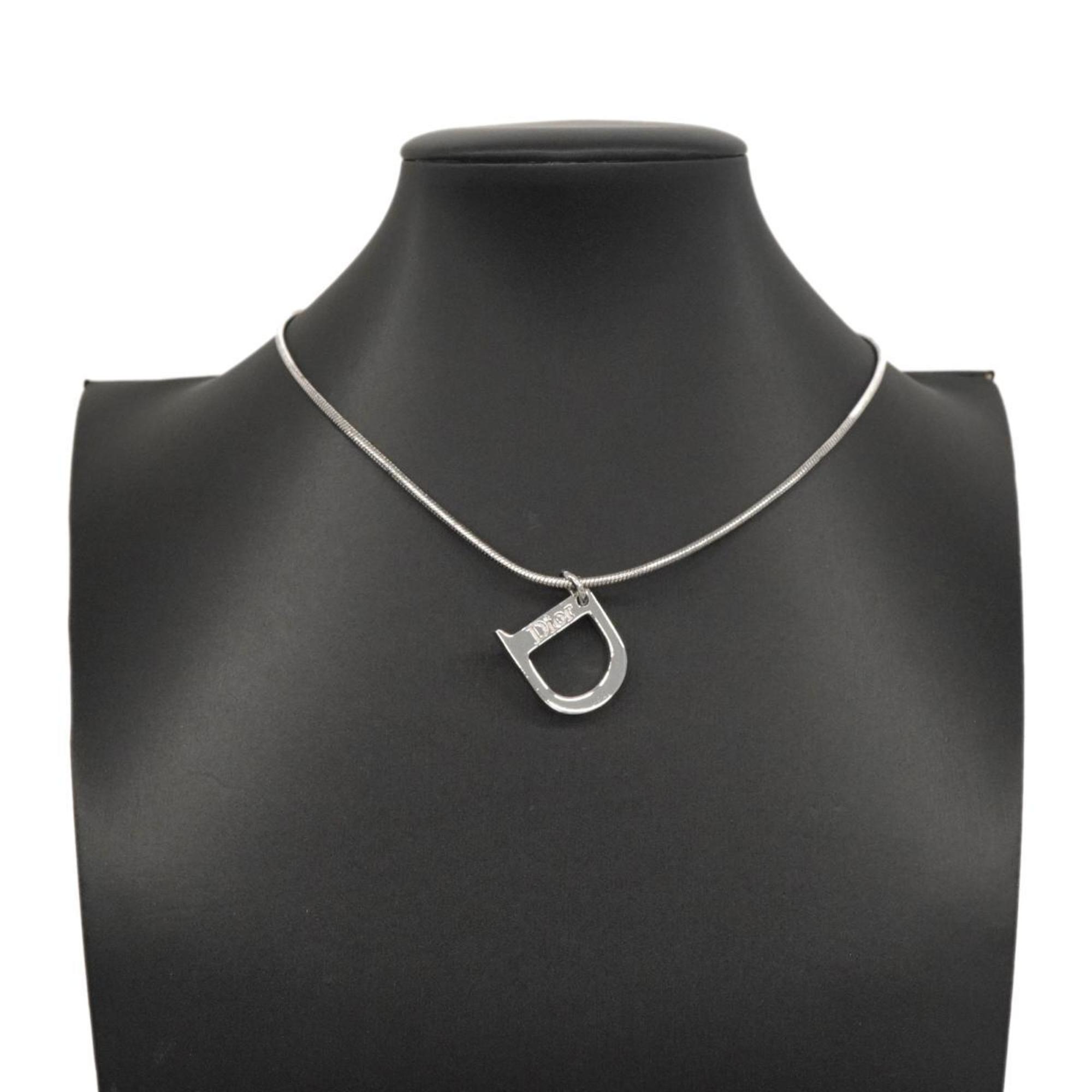 Christian Dior Necklace D Metal Silver Women's