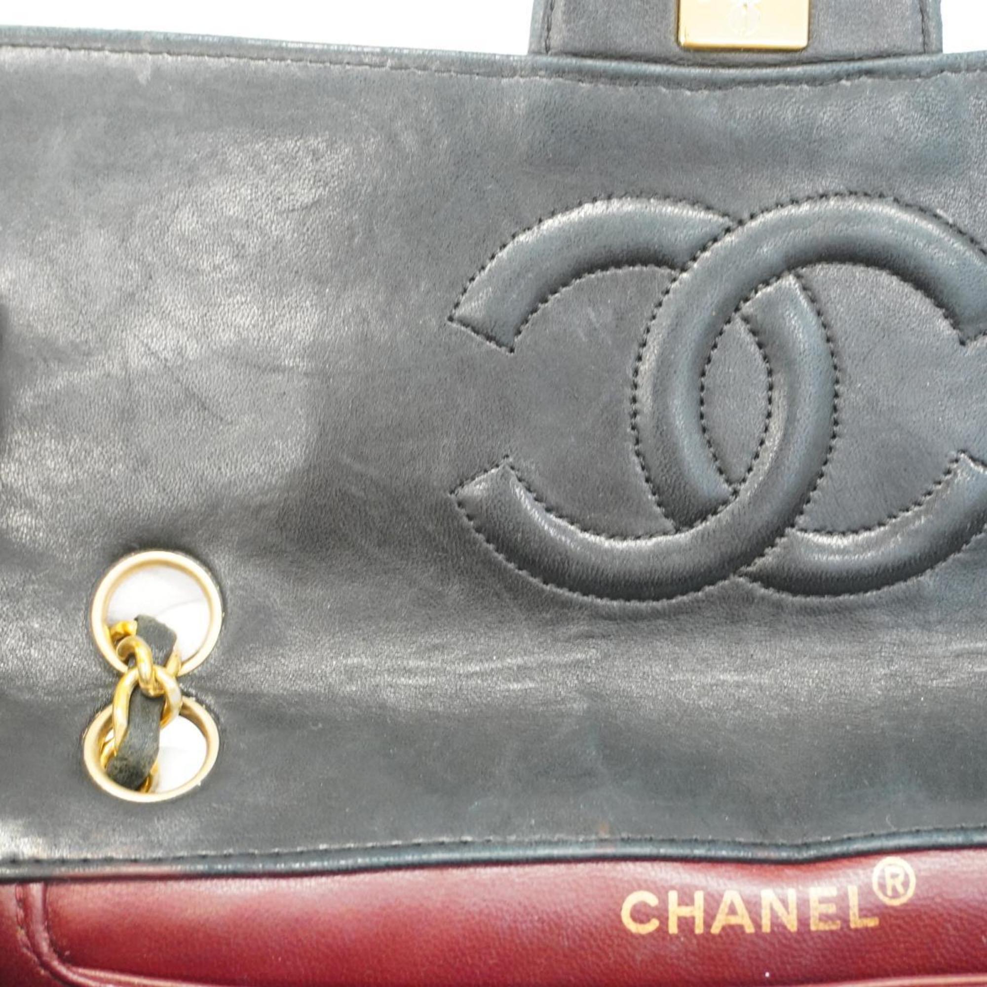 Chanel Shoulder Bag Matelasse Chain Lambskin Black Women's