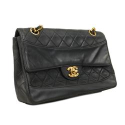 Chanel Shoulder Bag Matelasse Chain Lambskin Black Women's