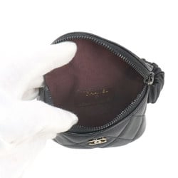 CHANEL Matelasse Arm Coin Purse, Leather, Black, Gold, Metal Fittings