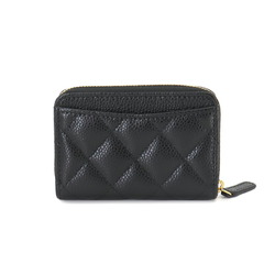 CHANEL Matelasse Classic Zip Coin Purse, Caviar Skin Leather, Black Coco Mark, AP0216, Gold Hardware, Purse