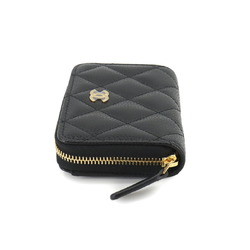 CHANEL Matelasse Classic Zip Coin Purse, Caviar Skin Leather, Black Coco Mark, AP0216, Gold Hardware, Purse