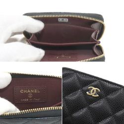 CHANEL Matelasse Classic Zip Coin Purse, Caviar Skin Leather, Black Coco Mark, AP0216, Gold Hardware, Purse