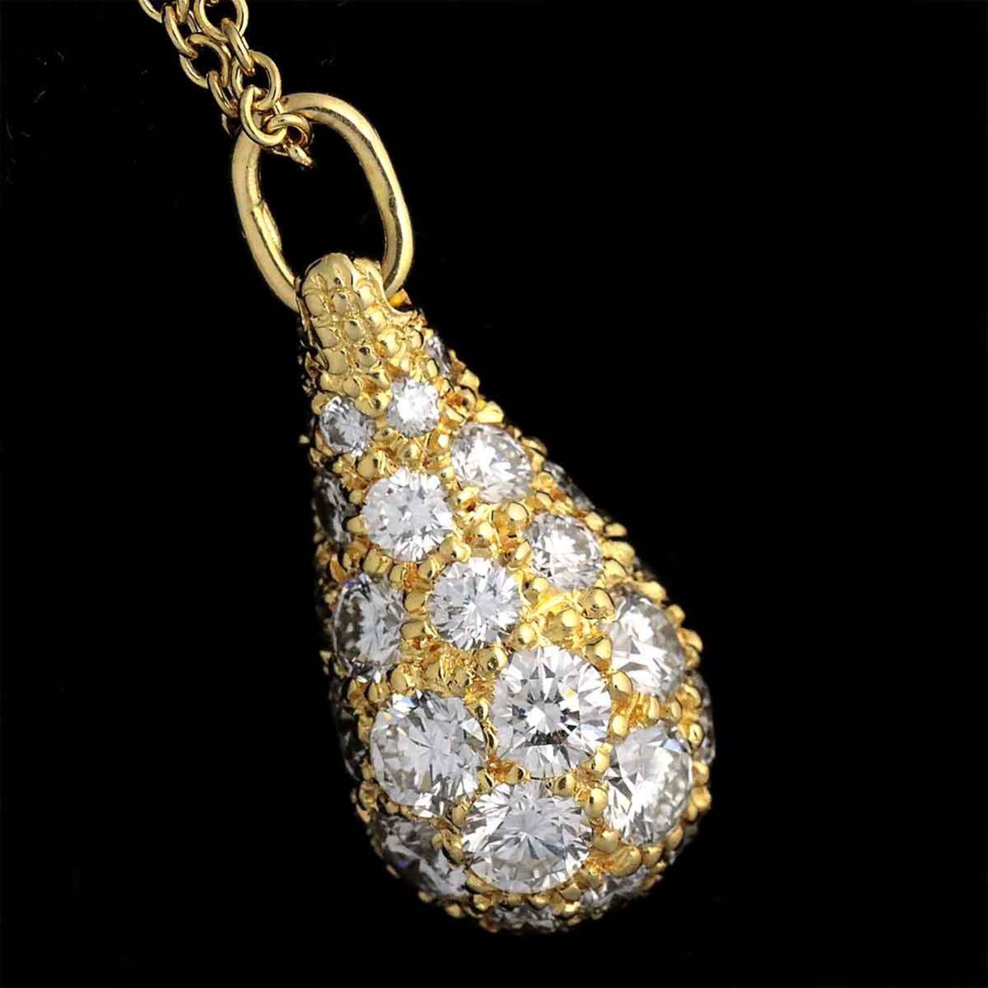 Tiffany & Co. Teardrop Diamond Necklace 41cm K18 YG Yellow Gold 750