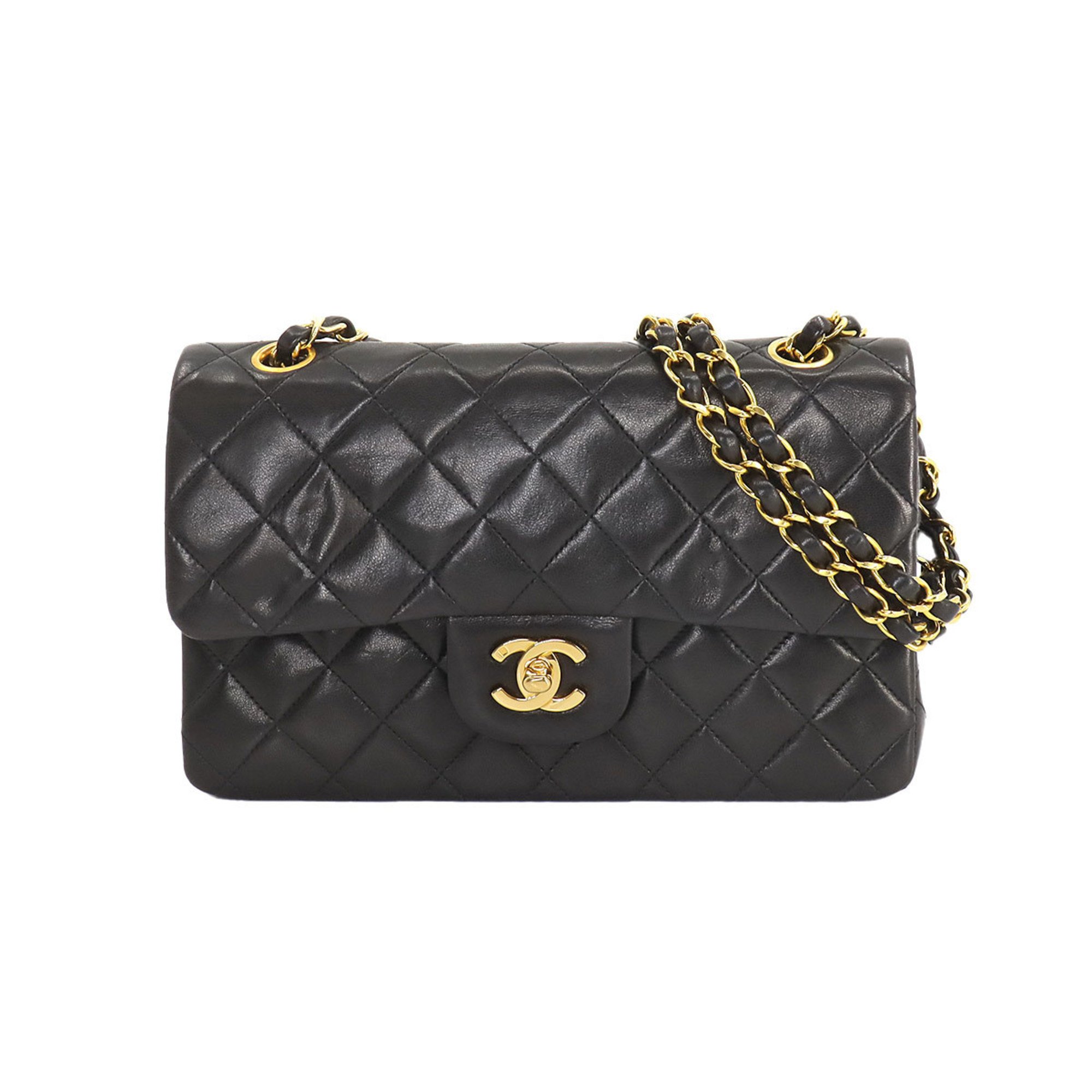 CHANEL Matelasse 23 Chain Shoulder Bag Leather Black A01113 Gold Hardware