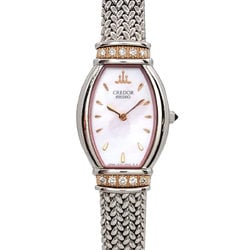 Seiko Credor Combi GSTE966 Ladies Watch Lug Diamond 1E70 3B90 Pink Shell 18KT Quartz CREDOR