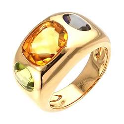 CHANEL Baroque Collection #50 Ring Citrine Peridot Amethyst K18 YG Yellow Gold 750 Multi Stone