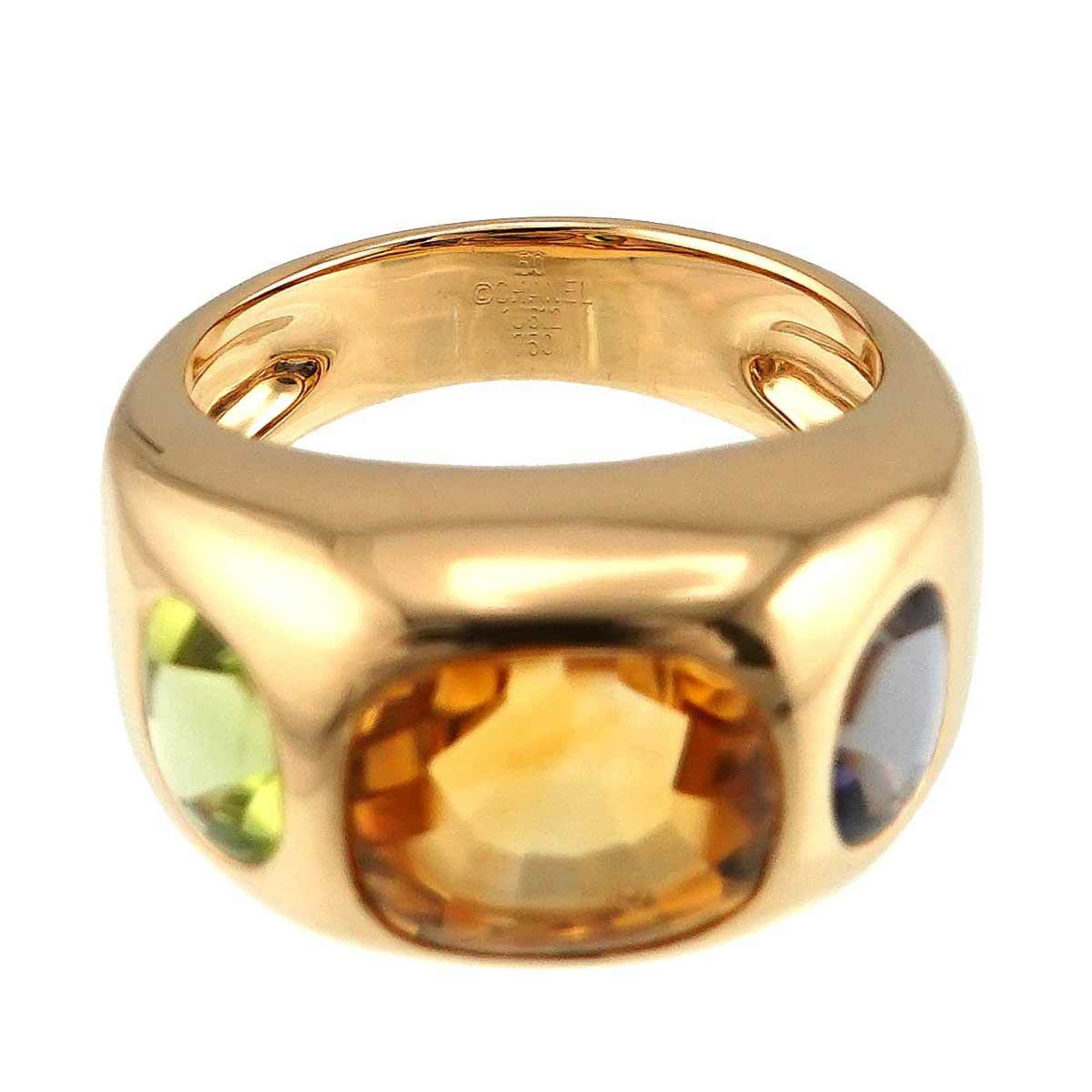 CHANEL Baroque Collection #50 Ring Citrine Peridot Amethyst K18 YG Yellow Gold 750 Multi Stone