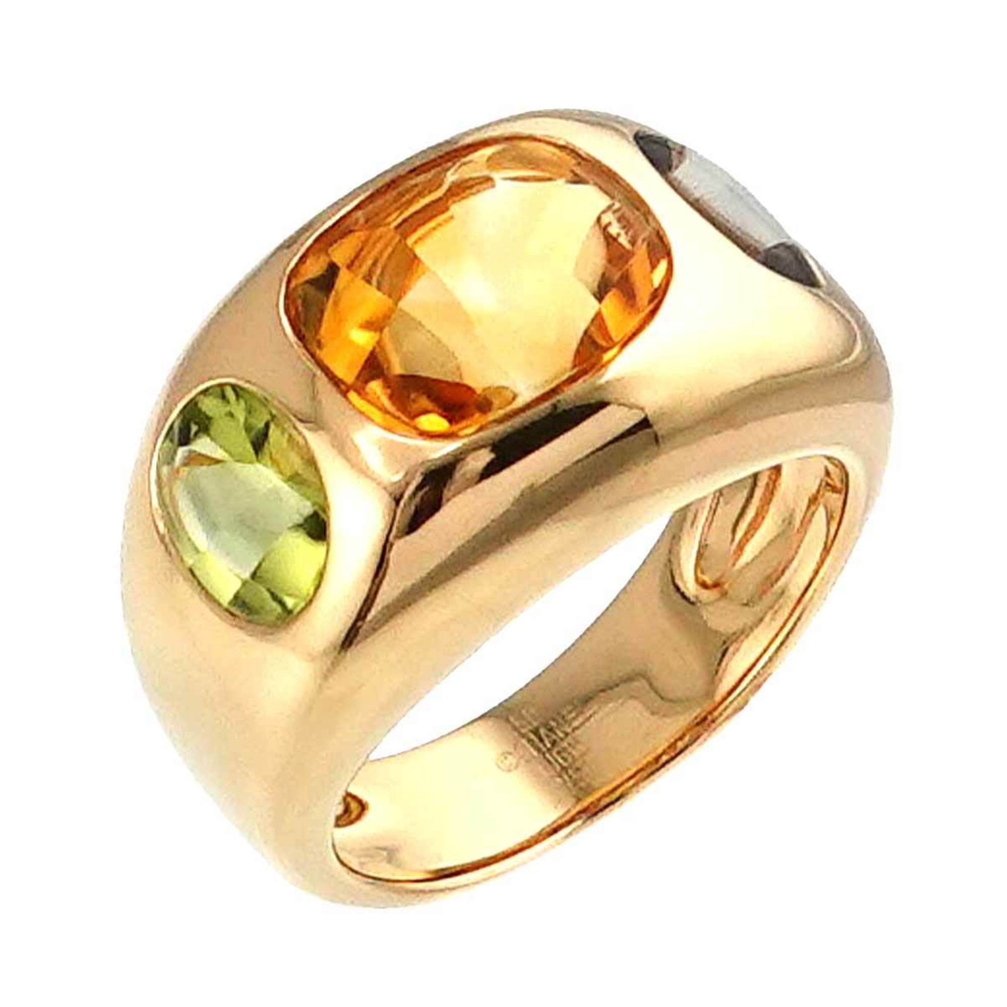 CHANEL Baroque Collection #50 Ring Citrine Peridot Amethyst K18 YG Yellow Gold 750 Multi Stone