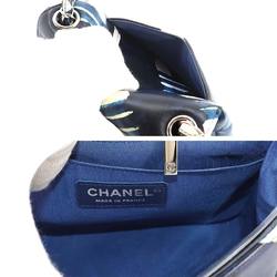 CHANEL Air Line Matelasse Chain Shoulder Bag Leather Blue White Red Silver Metal Fittings