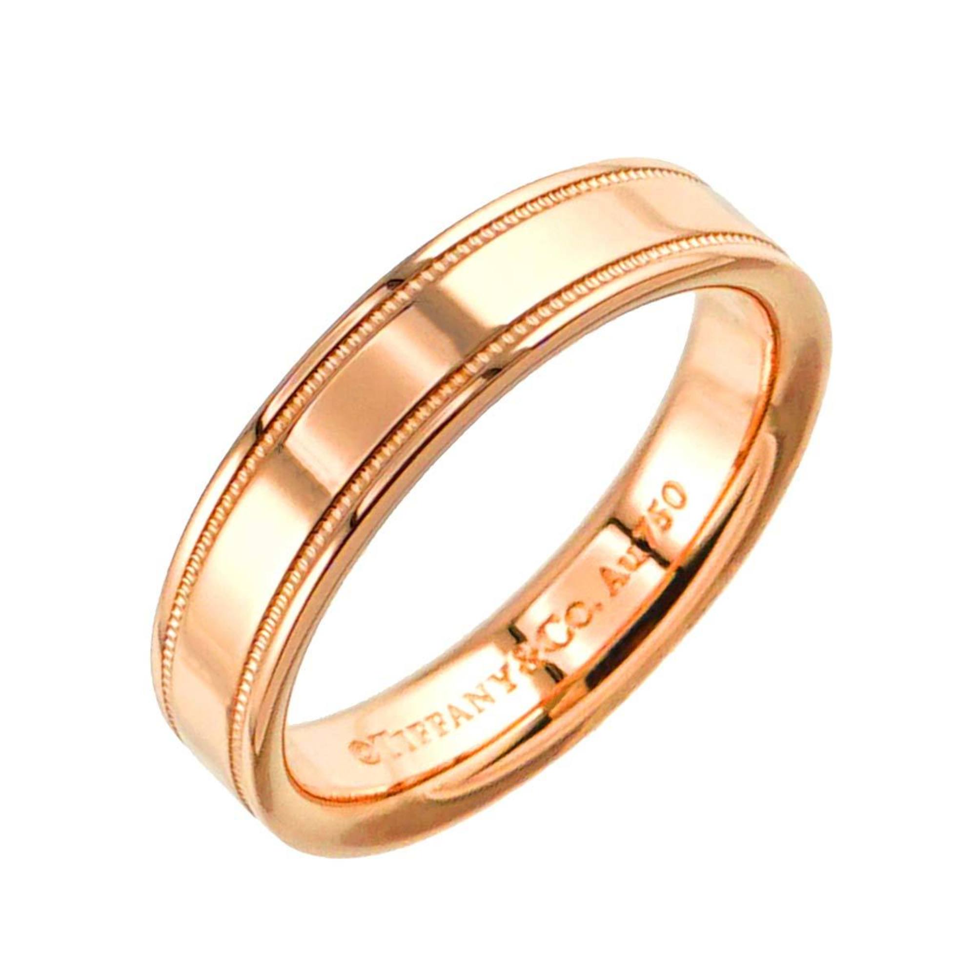 Tiffany & Co. Double Milgrain Ring, size 7.5, K18 PG pink gold, 750