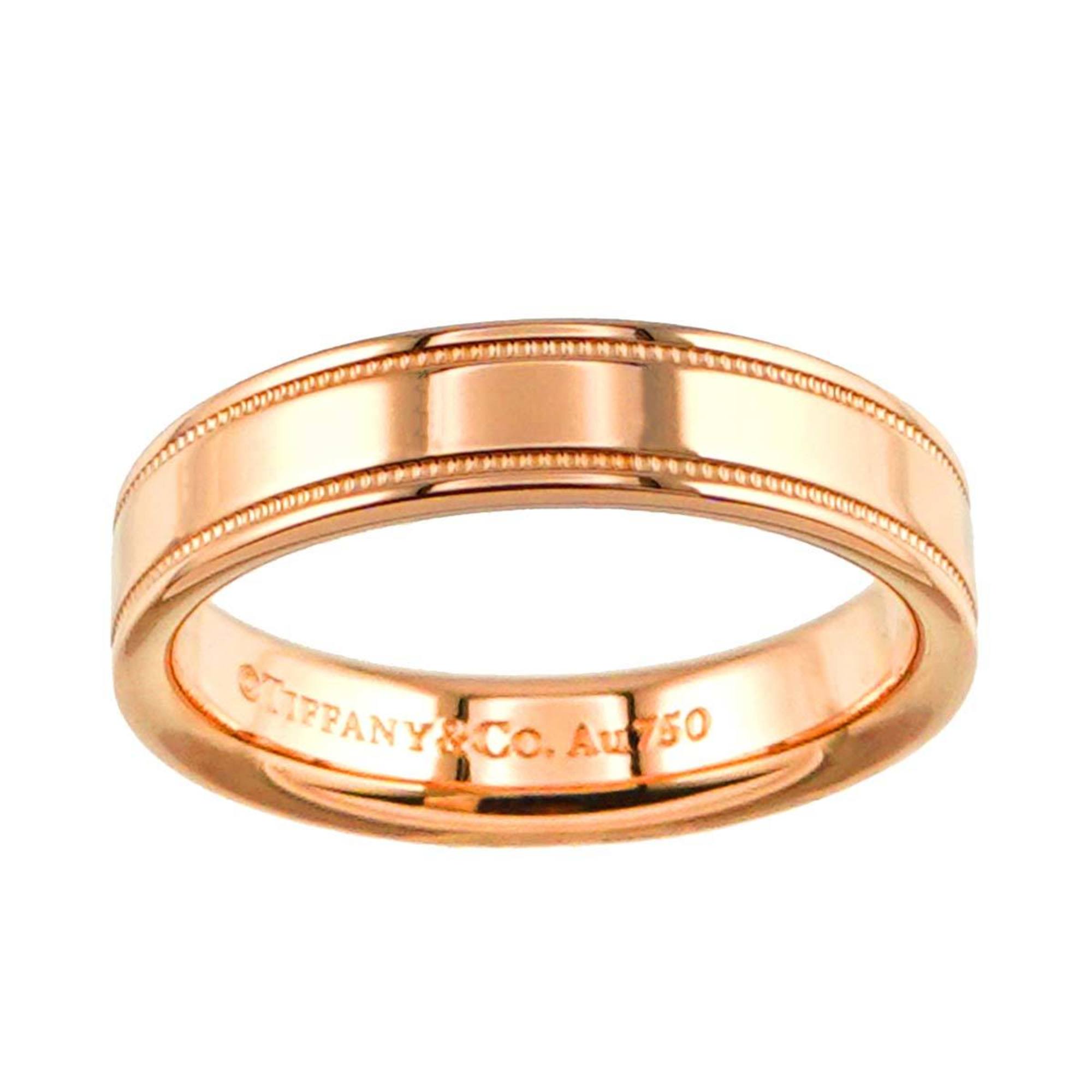 Tiffany & Co. Double Milgrain Ring, size 7.5, K18 PG pink gold, 750