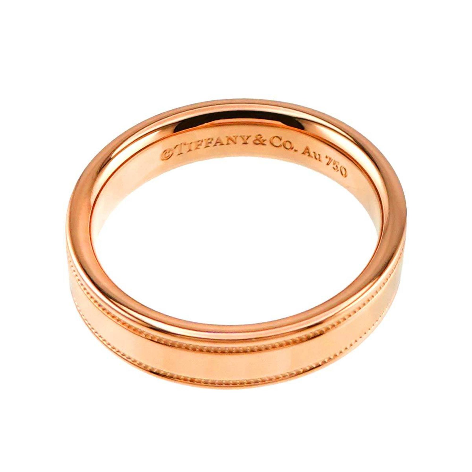 Tiffany & Co. Double Milgrain Ring, size 7.5, K18 PG pink gold, 750